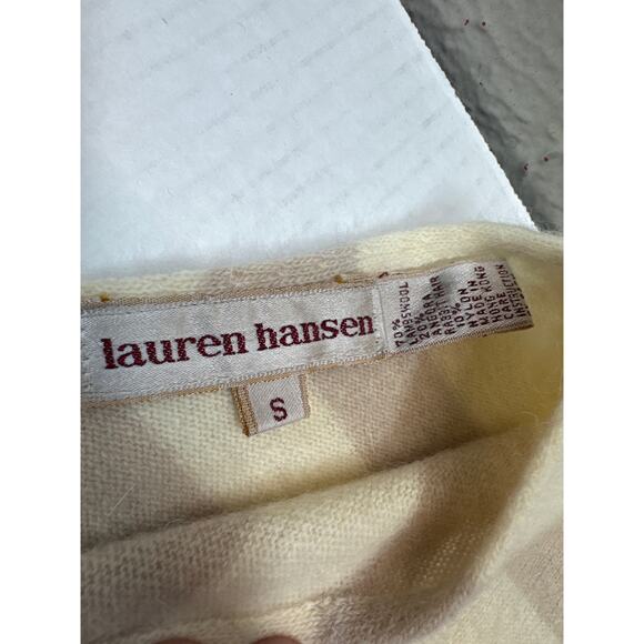 Lauren Hansen Wool Angora Blend Sweater Beige Pink Tan Womens Size Small - Picture 4 of 5